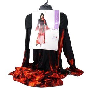 Seasons Womens Fiery Sorceress Dress Red Black Flame Costume Hooded S 4-6 New